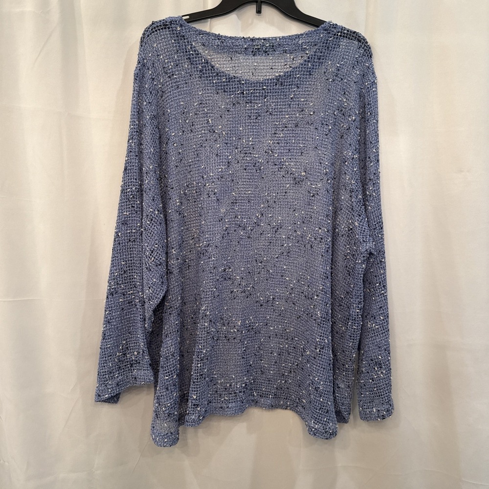 Lulu B Tunic Top Womens 3X Blue Net Mesh Mermaid Fishnet Open Knit 3/4 Sleeve - Picture 4 of 6